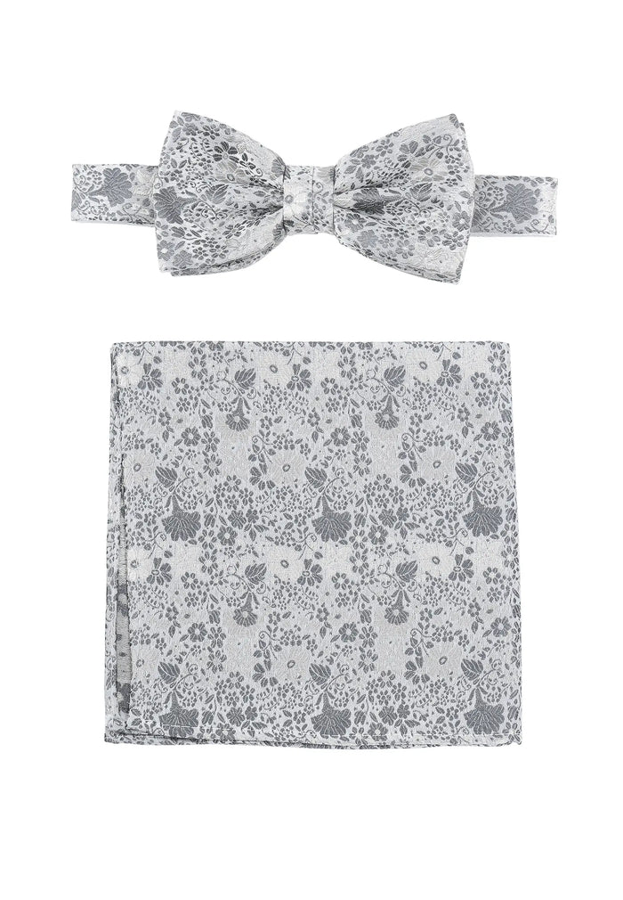 Nœud papillon et pochette de costume en soie pour homme – Floral