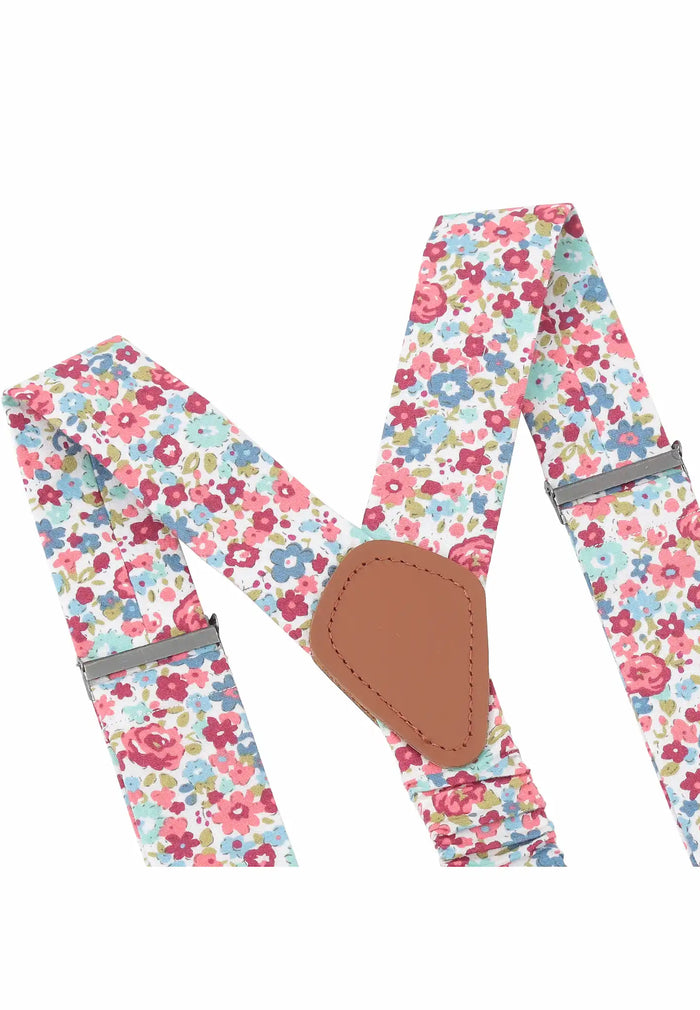 Ensemble Bretelles Homme avec Nœud Papillon & Pochette en Coton - Motif Floral
