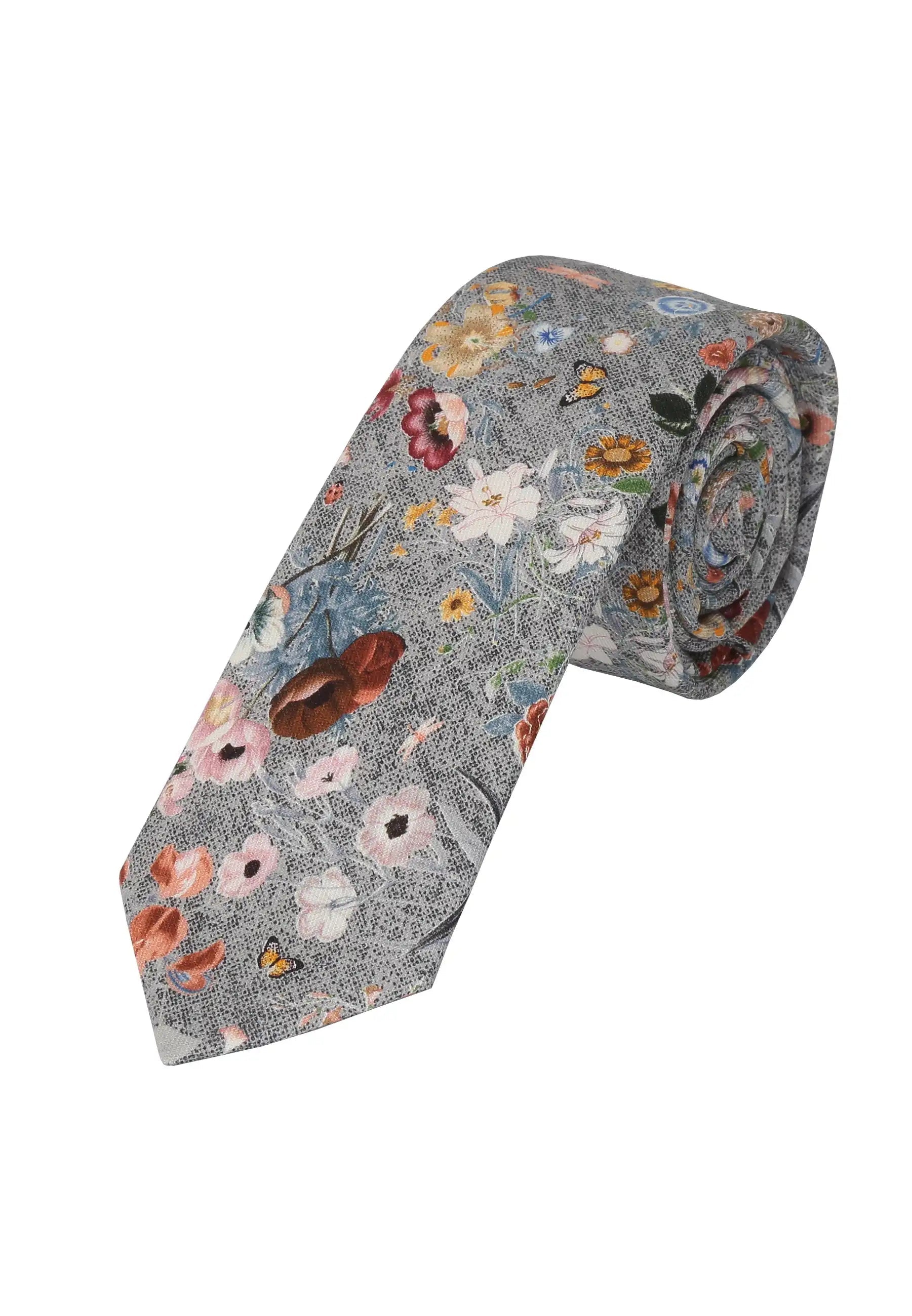 Krawatte aus Seide und Baumwolle mit Blumenmuster von STYLE4HIM