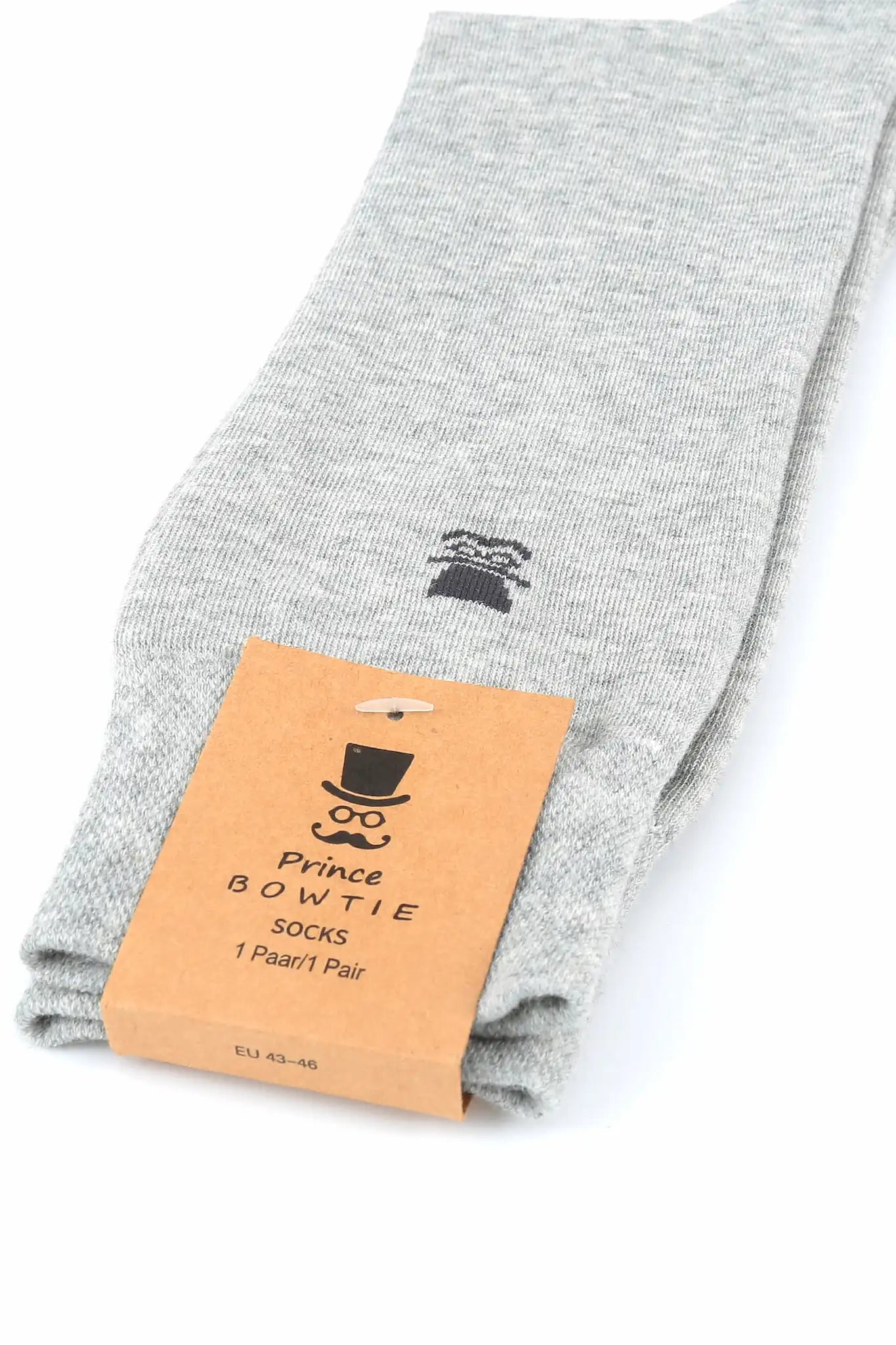 (Hellgrau) Herren Socken Uni mit Prince Bowtie Etikett – Verpackung