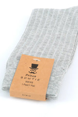 (Hellgrau) Herren Socken Rippstruktur mit Prince Bowtie Etikett – Verpackung