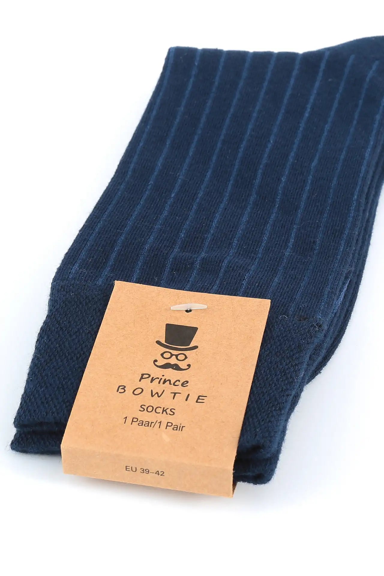(Dunkelblau) Herren Socken Rippstruktur mit Prince Bowtie Etikett – Verpackung