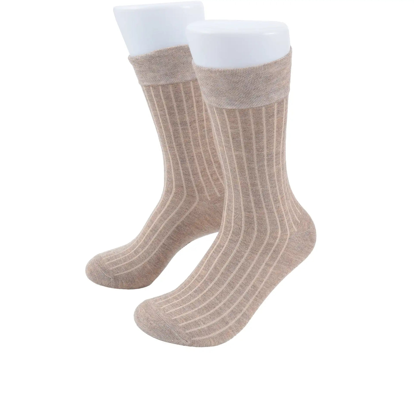 (Beige) Herren Socken Rippstruktur Baumwolle – Trageansicht
