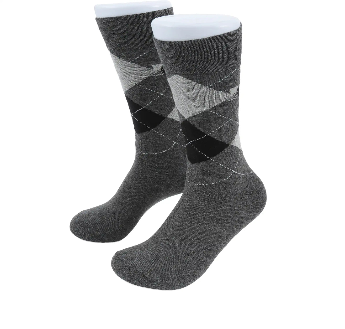 (Anthrazit) Herren Socken Argyle-Muster Baumwolle – Trageansicht