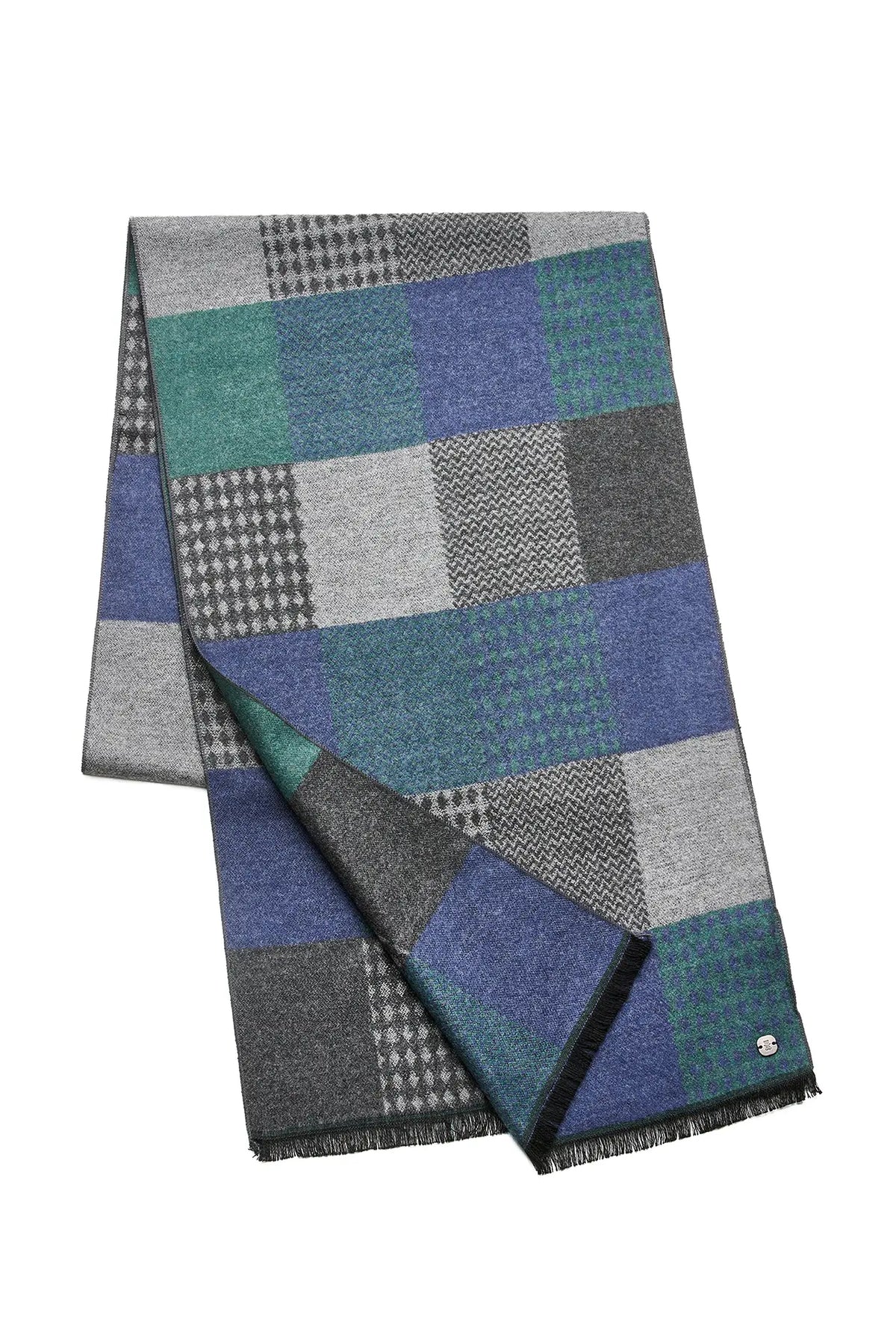 (Grün) Schal Herren Bambus Patchwork nachhaltig – gefaltet