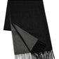 (Schwarz) Kaschmirschal Herren Uni 100% Cashmere – gefaltet mit Fransen