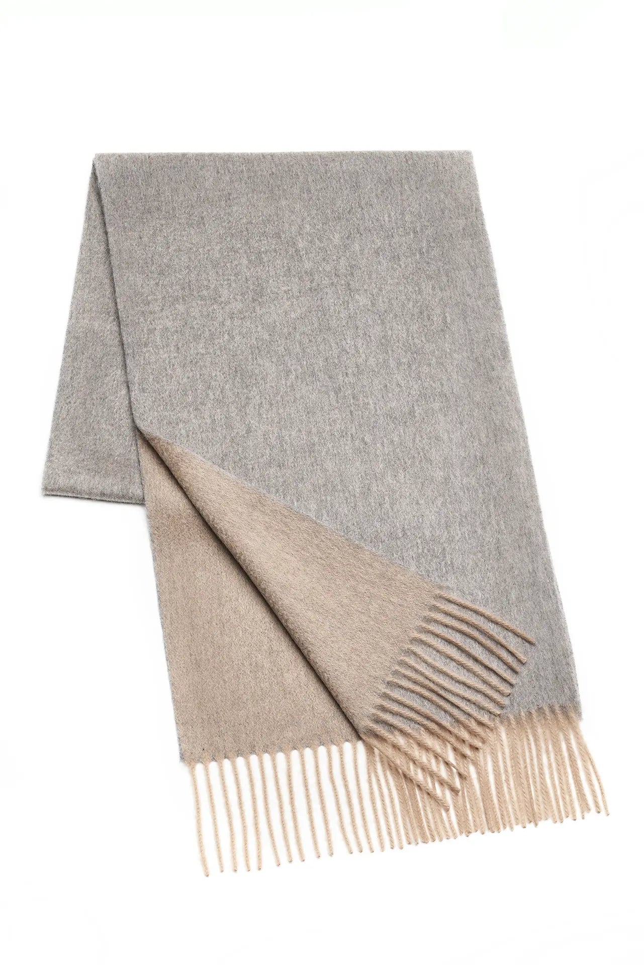 (Braun) Kaschmirschal Herren Uni 100% Cashmere – gefaltet mit Fransen