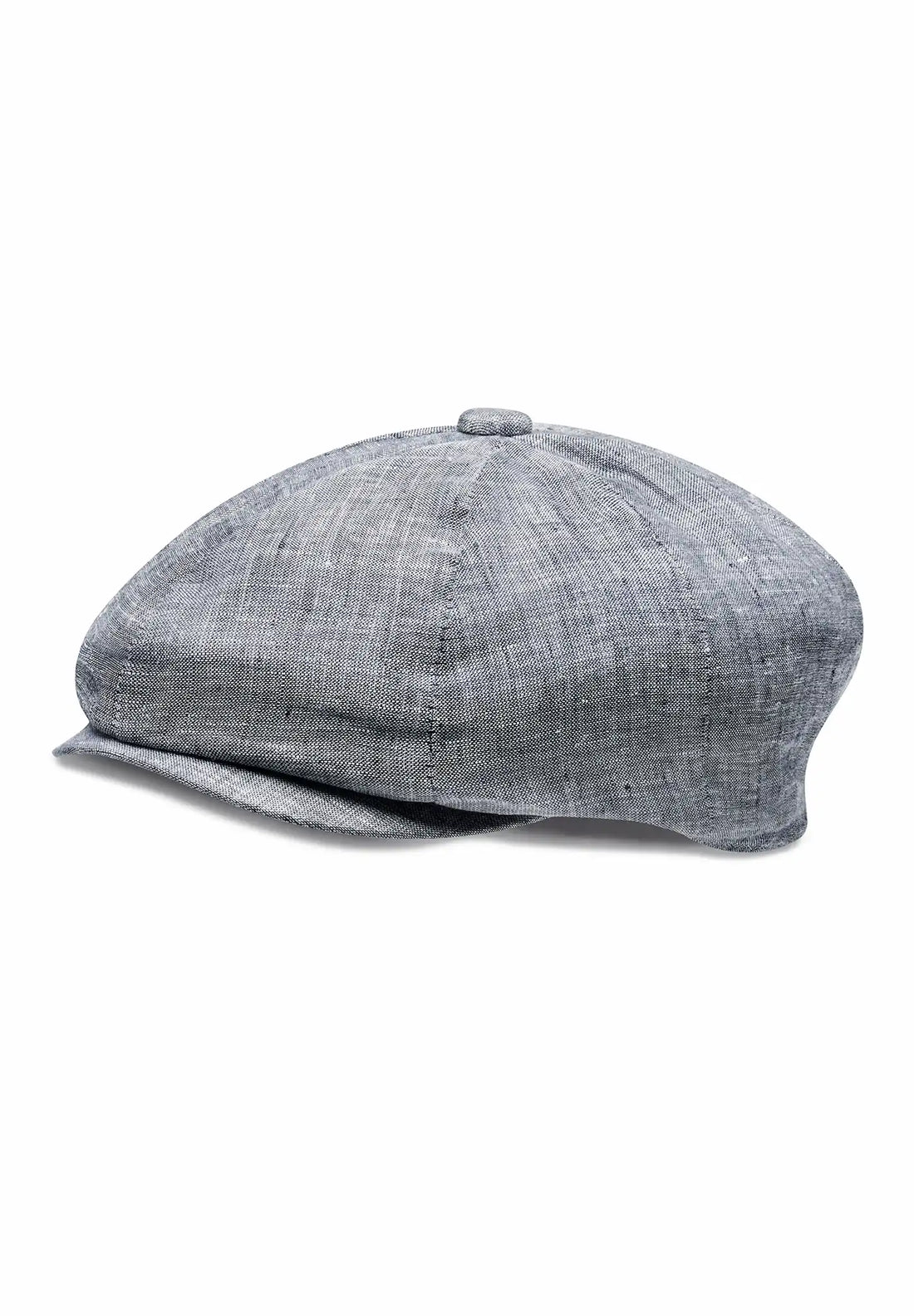 (Blau) Leinen-Ballonmütze Herren – Newsboy Cap Seitenansicht
