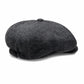(Anthrazit) Ballonmütze Tweed Newsboy Cap – Detailansicht schräg