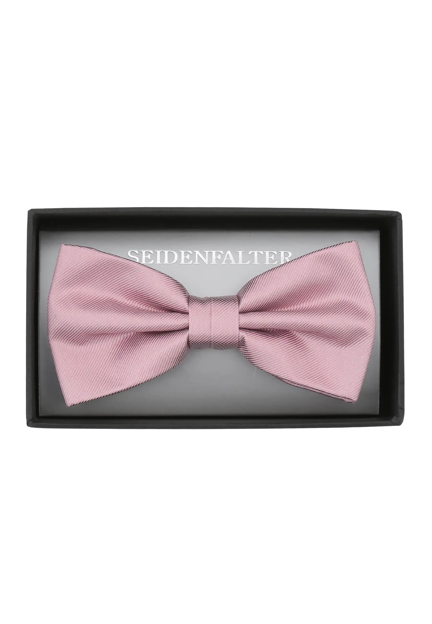 (Rosa) Vorgebundene Herrenfliege aus 100% Seide in Rosa in Geschenkbox