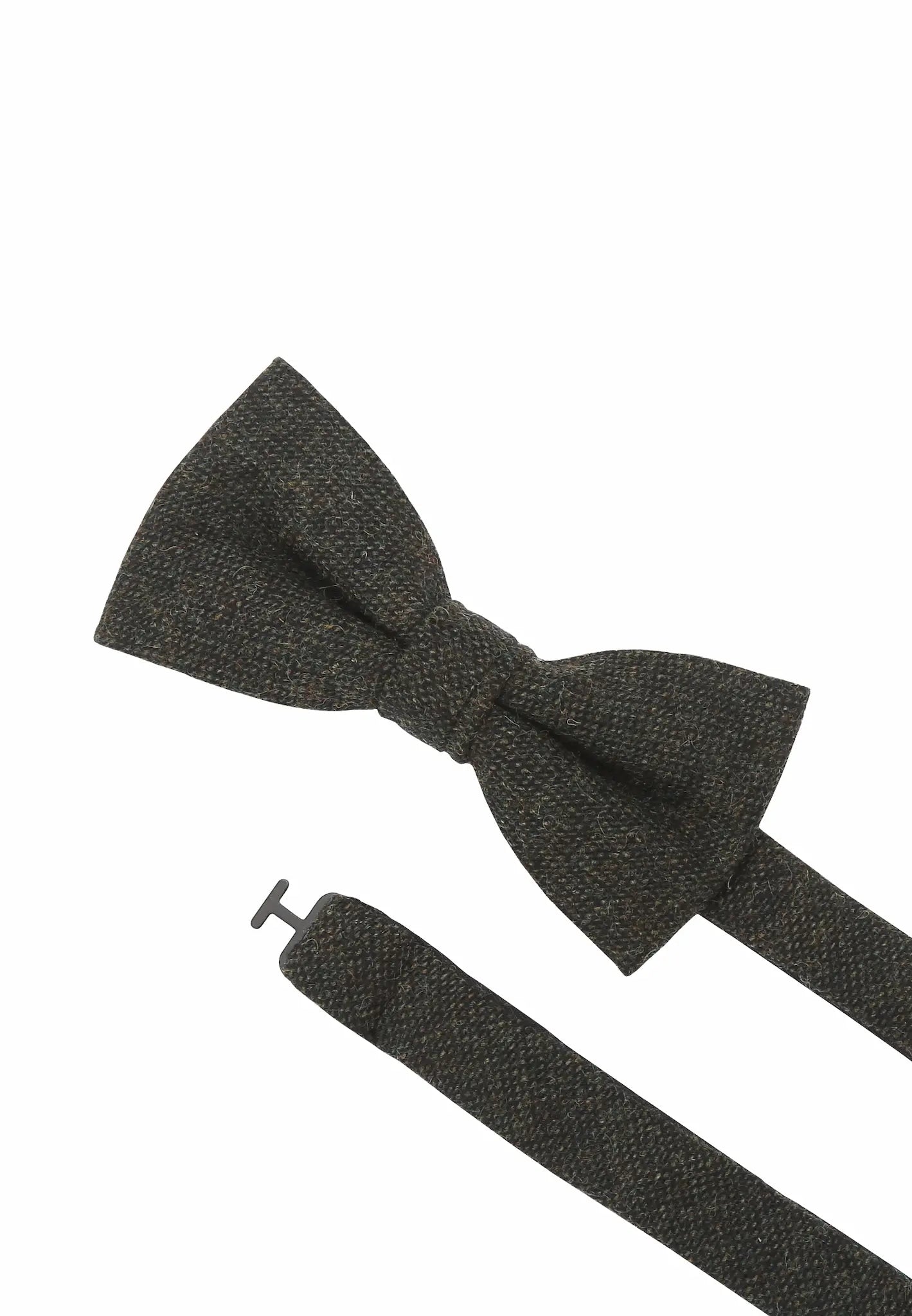 (Dunkelgrün) Fliege Tweed – Detailansicht mit verstellbarem Größenband