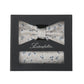 (Beige) Seidenfalter Fliege-Einstecktuch Set in Geschenkbox, florales Muster