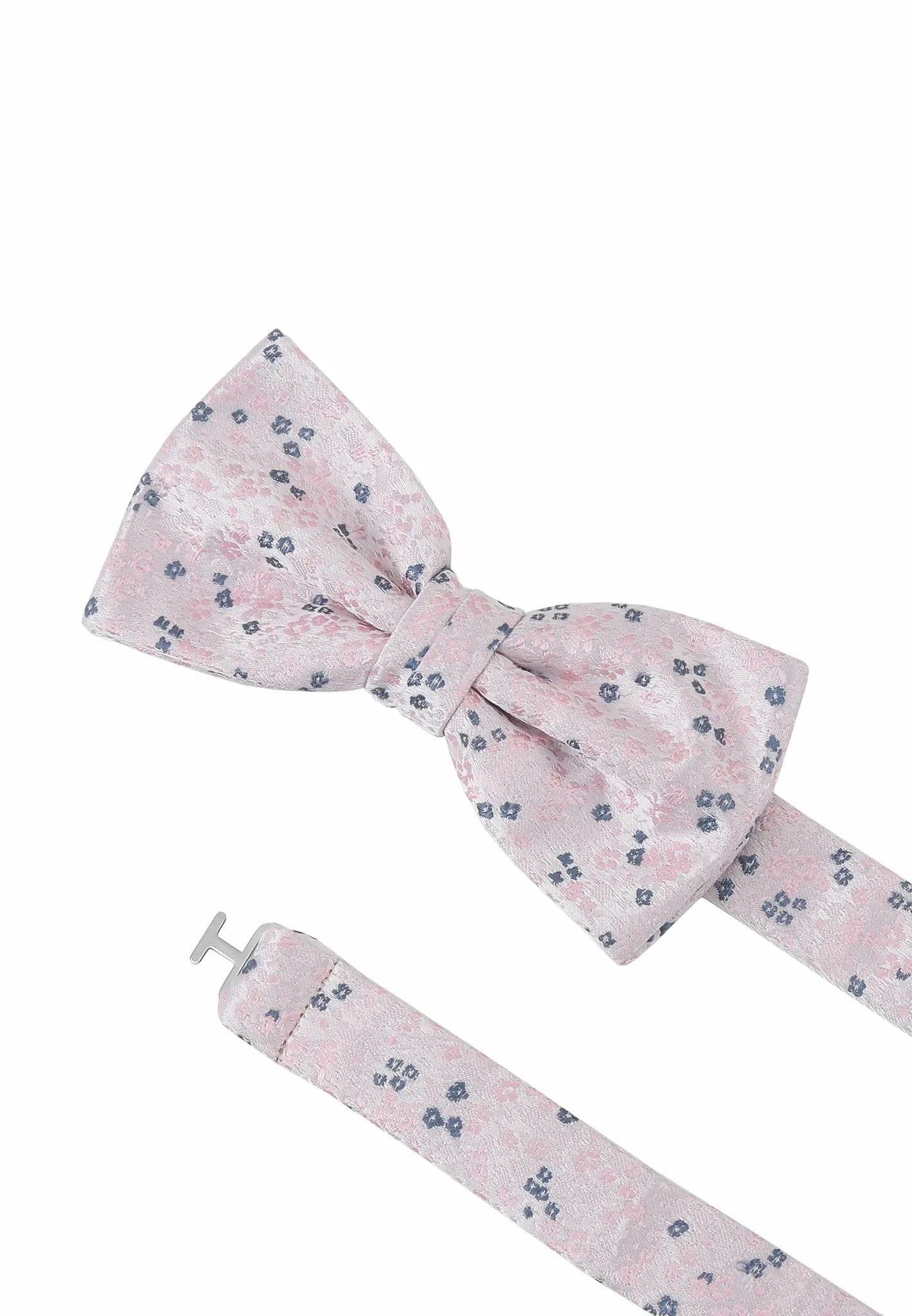 (Rosa) Seidenfliege mit Größenband, florales Muster, Detailansicht