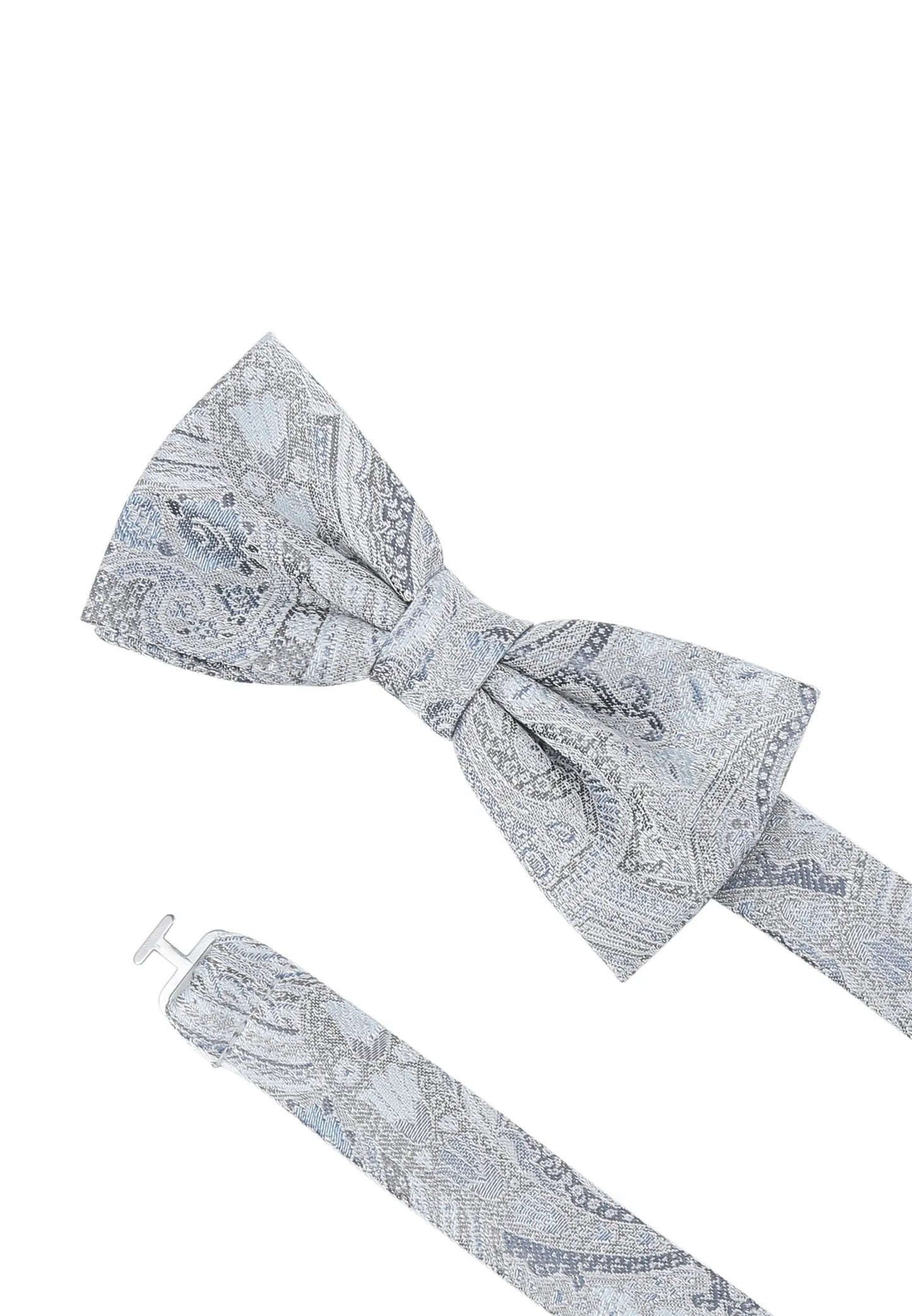 (Blau) Fliege Hochzeit Paisley Seide – Detailansicht mit verstellbarem Größenband