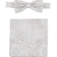 (Beige) Fliege und Einstecktuch Set Hochzeit Paisley – Fliege und Tuch ausgelegt