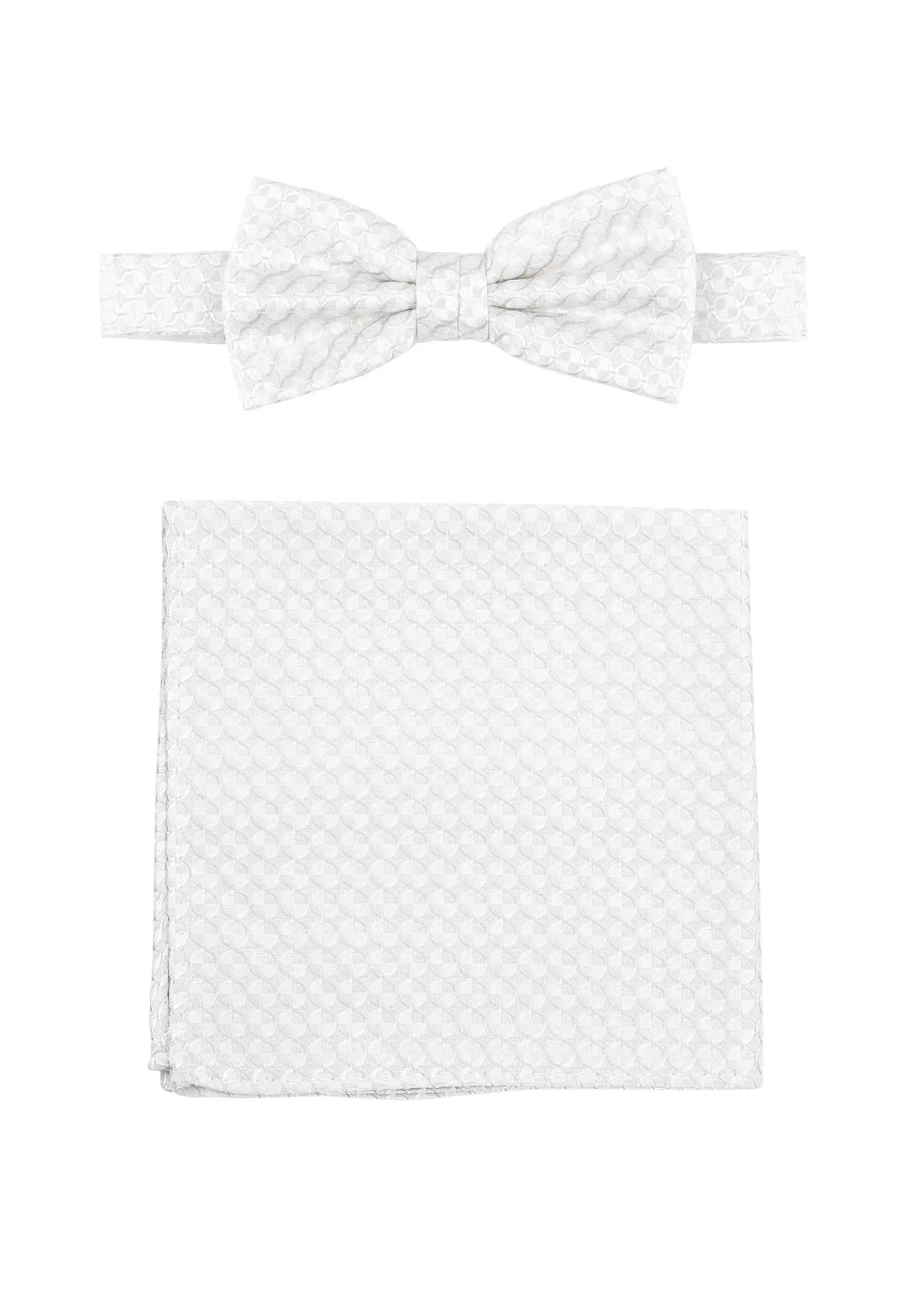 (Champagner) Fliege und Einstecktuch Set Hochzeit Kreise – Fliege und Tuch ausgelegt