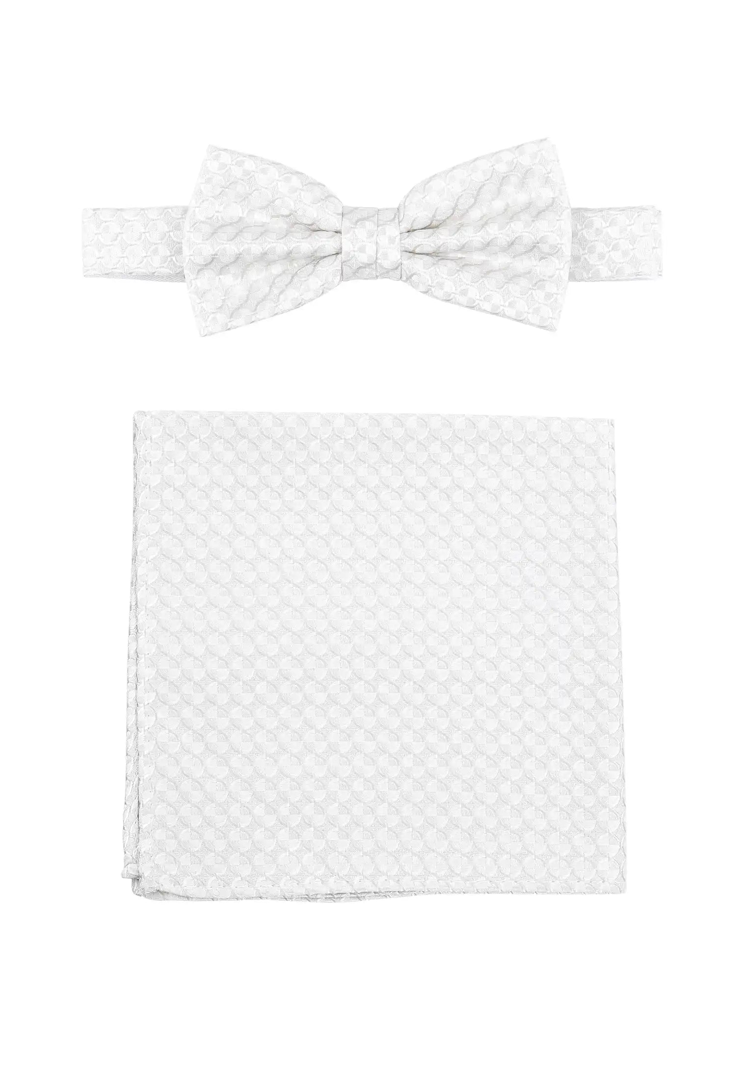 (Champagner) Fliege und Einstecktuch Set Hochzeit Kreise – Fliege und Tuch ausgelegt