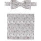(Taupe) Fliege und Einstecktuch Set Hochzeit Floral – Fliege und Tuch ausgelegt