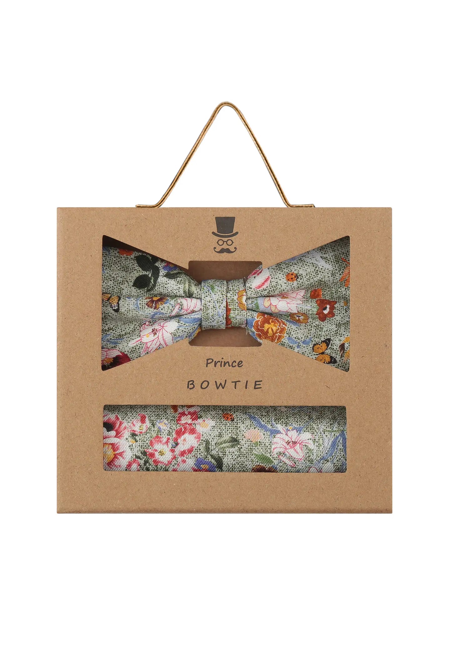 (Grün) Fliege Einstecktuch Set Herren Blumenmuster – Geschenkverpackung