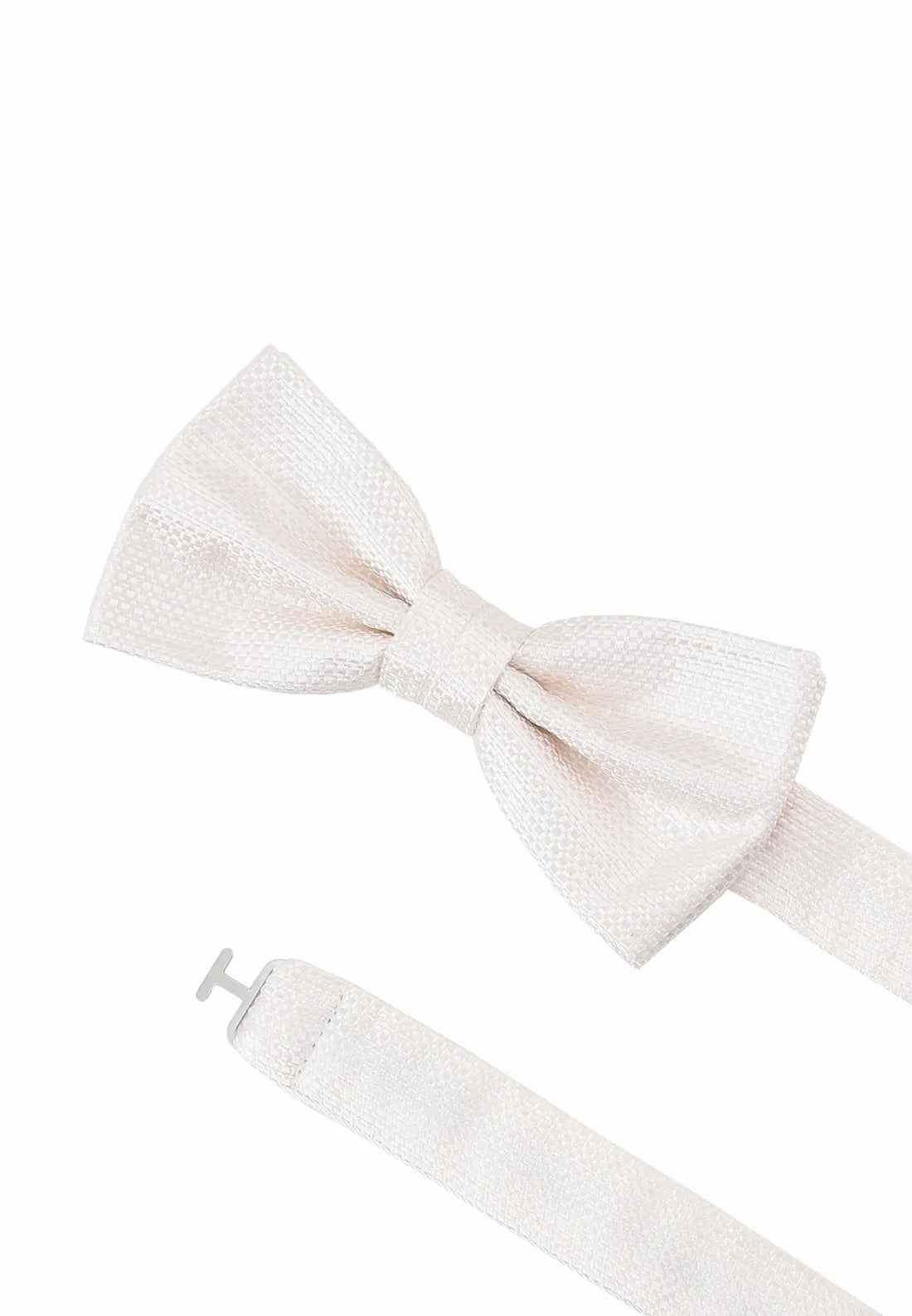 (Off-White) Fliege Mikromuster Seide – Detailansicht mit verstellbarem Größenband