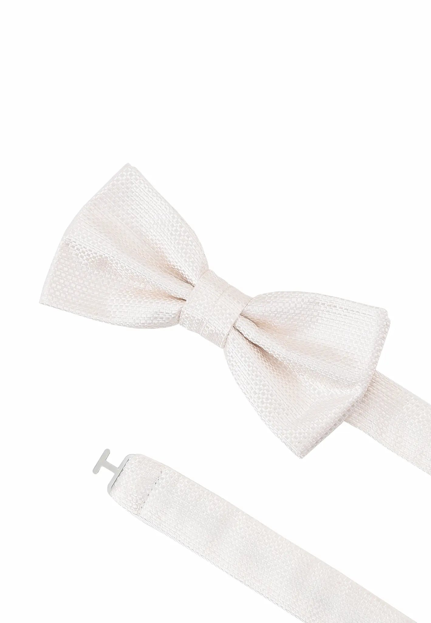 (Off-White) Fliege Mikromuster Seide – Detailansicht mit verstellbarem Größenband