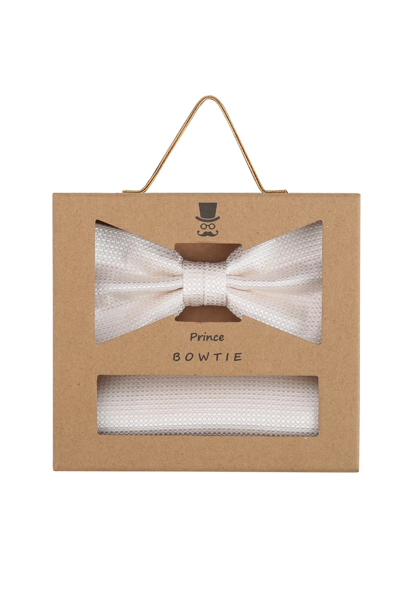 (Off-White) Fliege Einstecktuch Set Herren Mikromuster Seide – Geschenkverpackung Prince Bowtie
