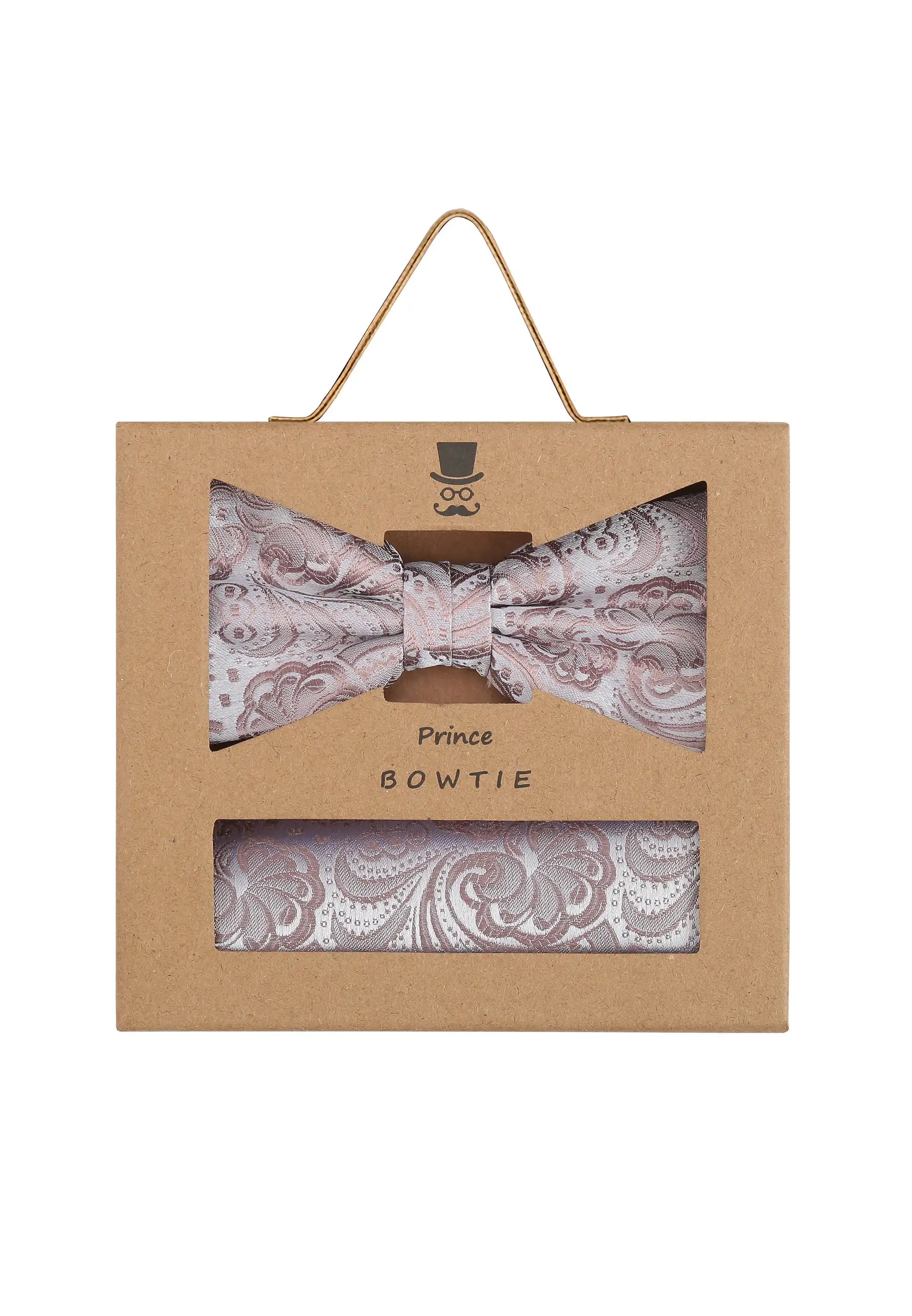 (Altrosa) Fliege Einstecktuch Set Herren Paisley Seide – Geschenkverpackung Prince Bowtie