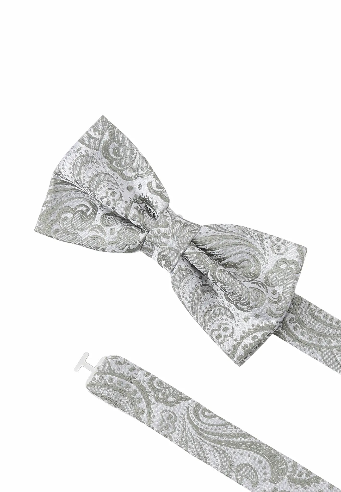 (Mint) Fliege Paisley Seide – Detailansicht mit verstellbarem Größenband