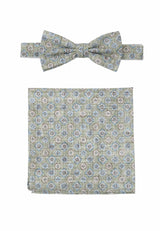(Grün) Fliege Einstecktuch Set Herren Medaillon Baumwolle – Gesamtansicht