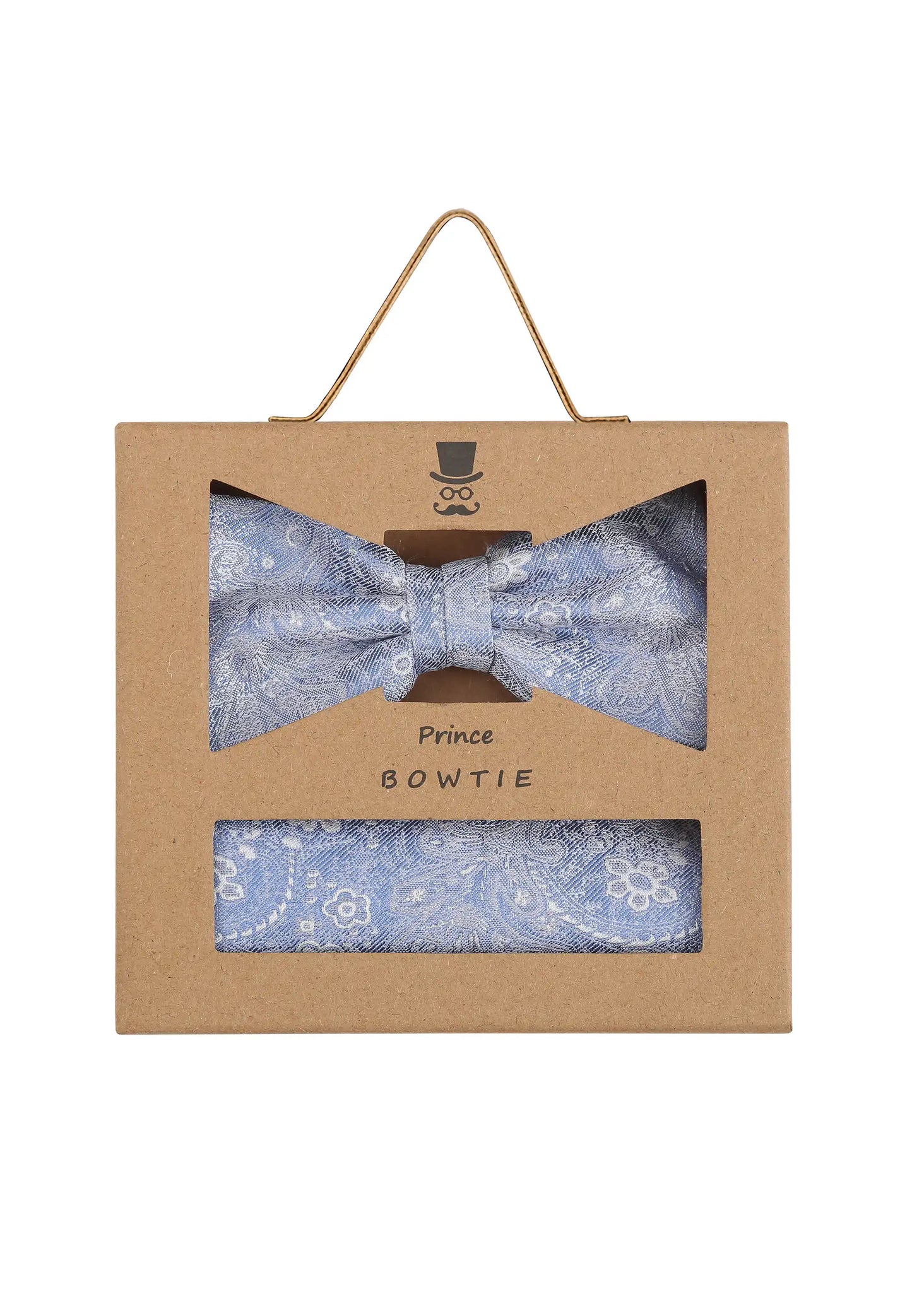 (Hellblau) Fliege Einstecktuch Set Paisley Seide – Geschenkverpackung Prince Bowtie
