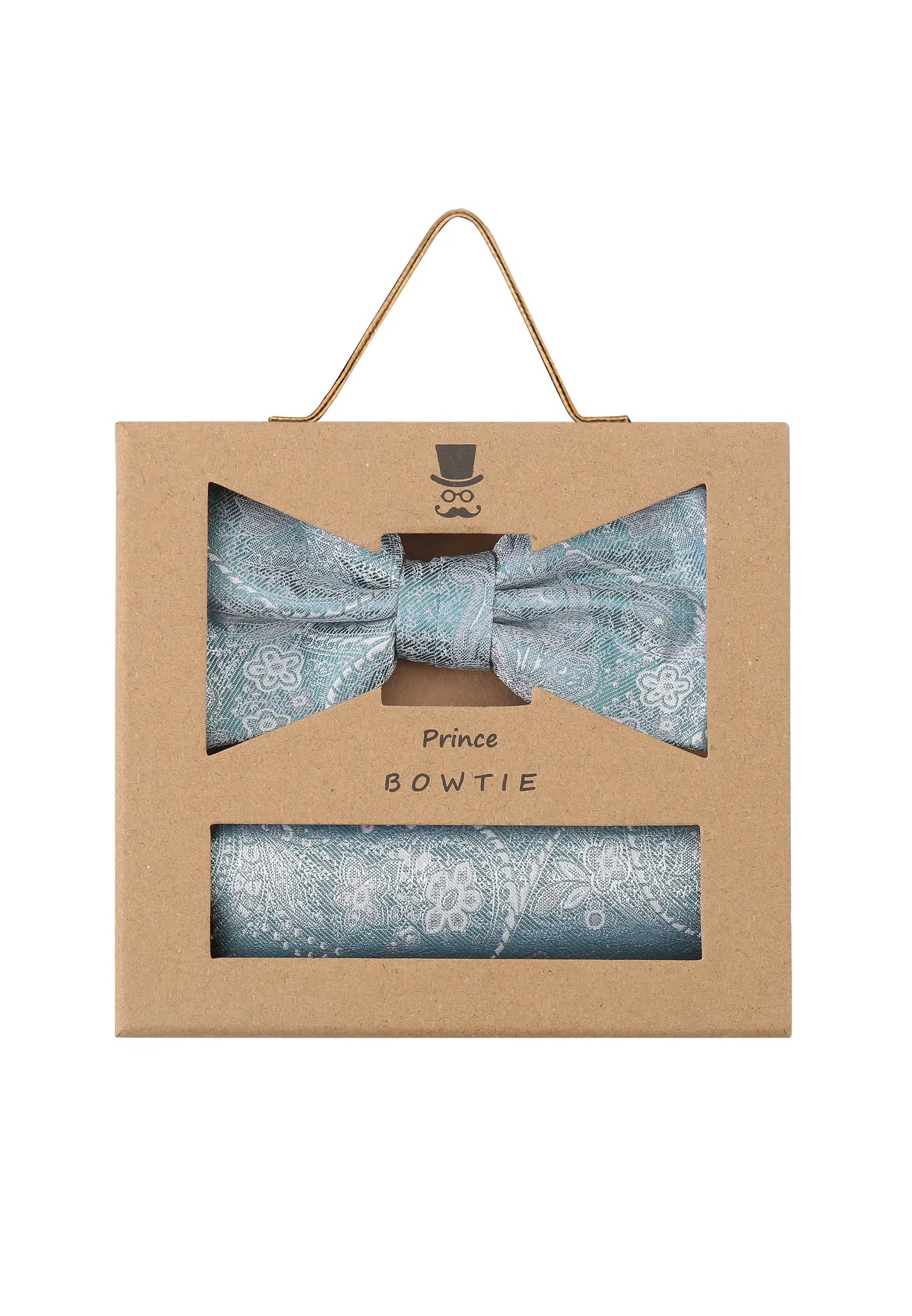 (Petrol) Fliege Einstecktuch Set Paisley Seide – Geschenkverpackung Prince Bowtie