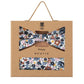 (Dunkelblau) Fliege Einstecktuch Set Blumenmuster Baumwolle – Geschenkverpackung Prince Bowtie