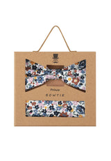 (Dunkelblau) Fliege Einstecktuch Set Blumenmuster Baumwolle – Geschenkverpackung Prince Bowtie
