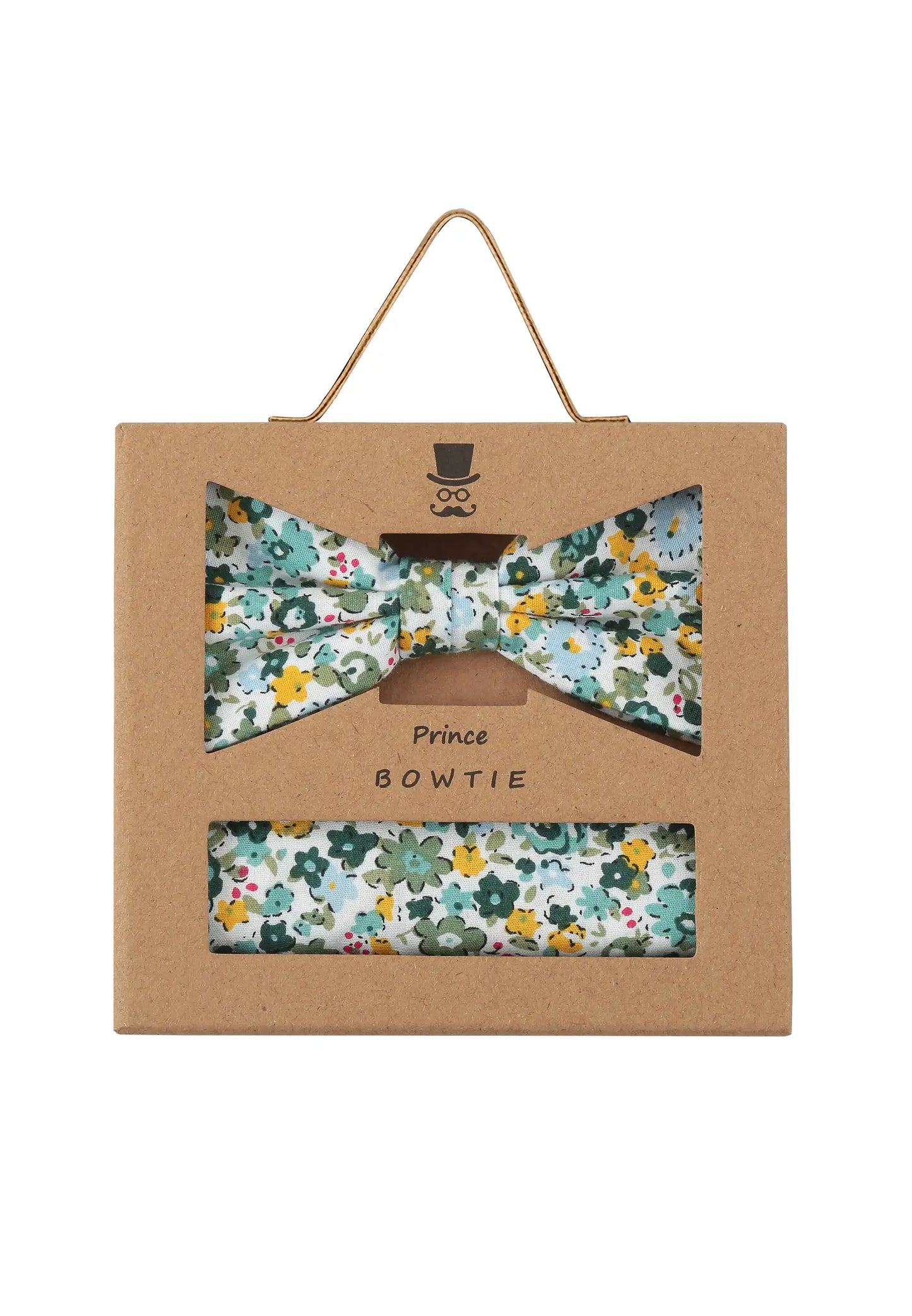 (Grün) Fliege Einstecktuch Set Blumenmuster Baumwolle – Geschenkverpackung Prince Bowtie
