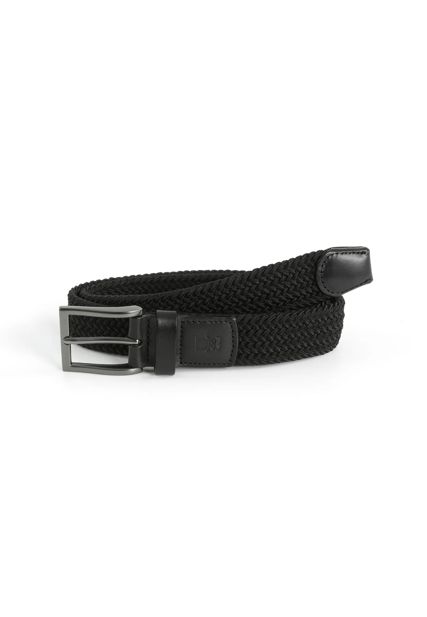 (Schwarz) Flechtbandgürtel Herren elastisch – geflochtener Stretchgürtel aufgerollt