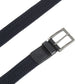 (Dunkelblau) Elastischer Flechtgürtel Herren 3,5 cm – Schnalle gebürstetes Metall