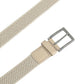(Beige) Elastischer Flechtgürtel Herren 3,5 cm – Schnalle gebürstetes Metall