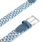 (Blau) Flechtgürtel multicolor Schnalle Silber – Detailansicht Veloursleder