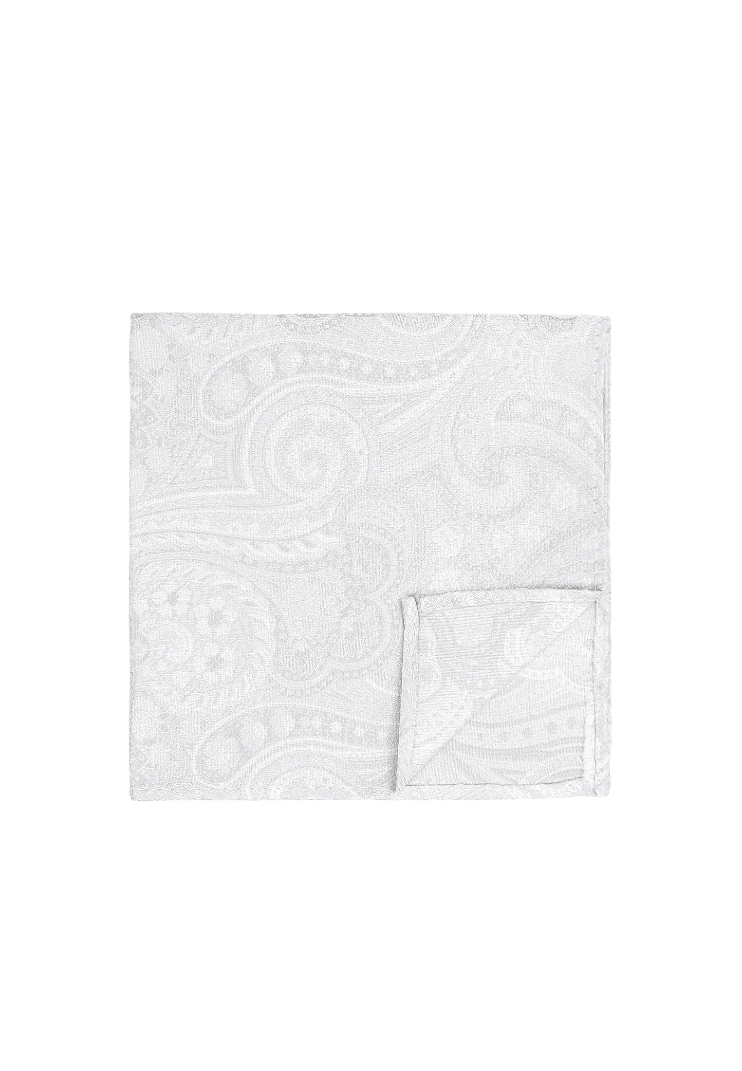 (Champagner) Einstecktuch Hochzeit Paisley Seide – Detailansicht mit Ecke umgeschlagen