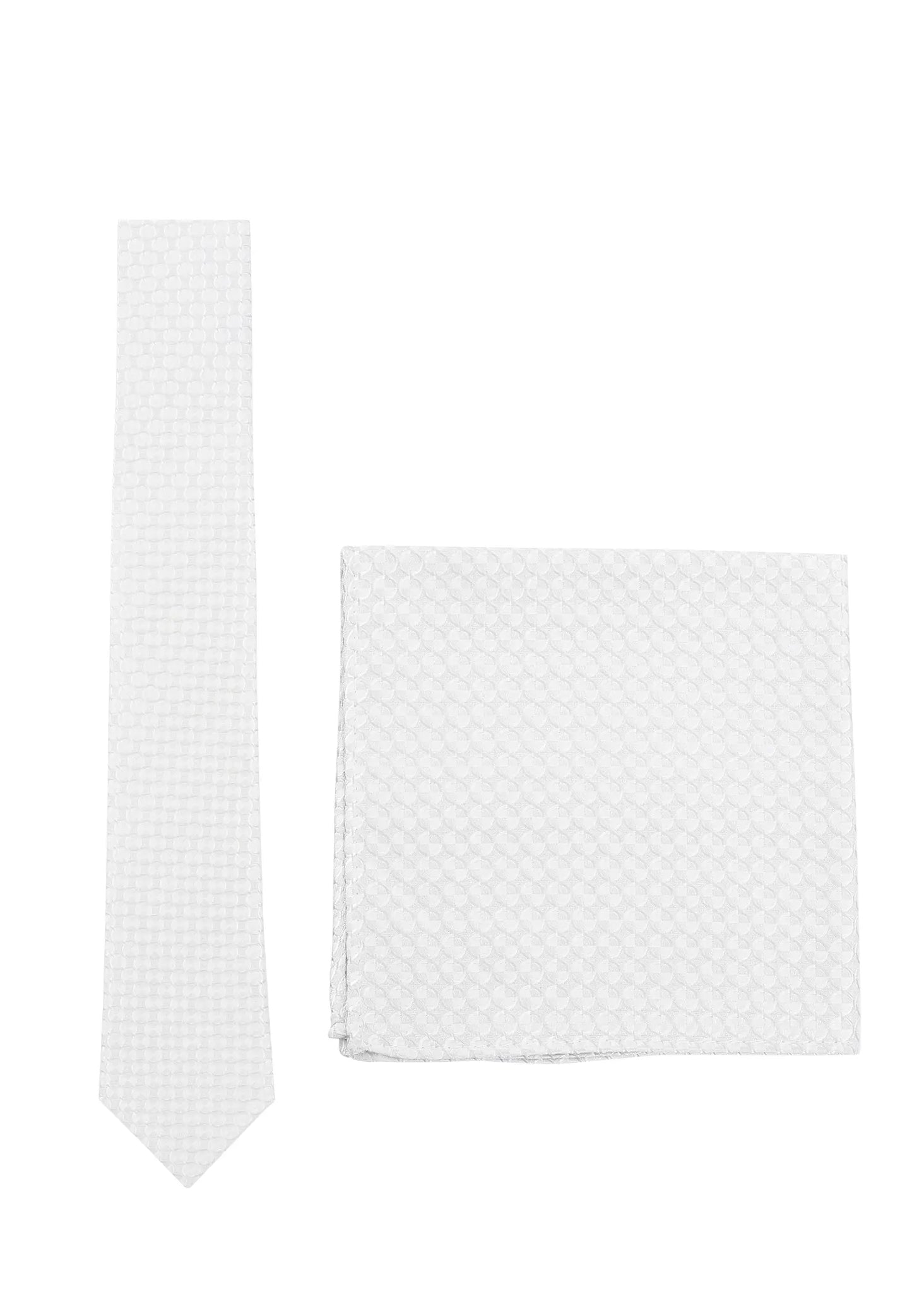 (Champagner) Krawatte und Einstecktuch Set Hochzeit Kreise – Krawatte und Tuch ausgelegt