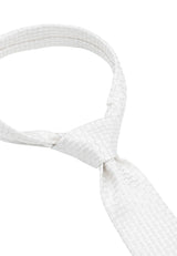 (Champagner) Hochzeitskrawatte Kreise Seide – Detailansicht gebundener Knoten