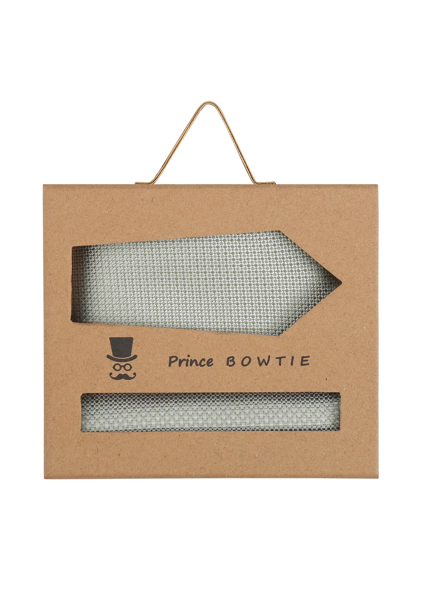 (Mint) Krawatte Einstecktuch Set Herren Mikromuster Seide – Geschenkverpackung Prince Bowtie