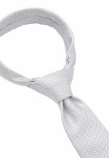 (Silber) Krawatte Mikromuster Seide – Knotendetail