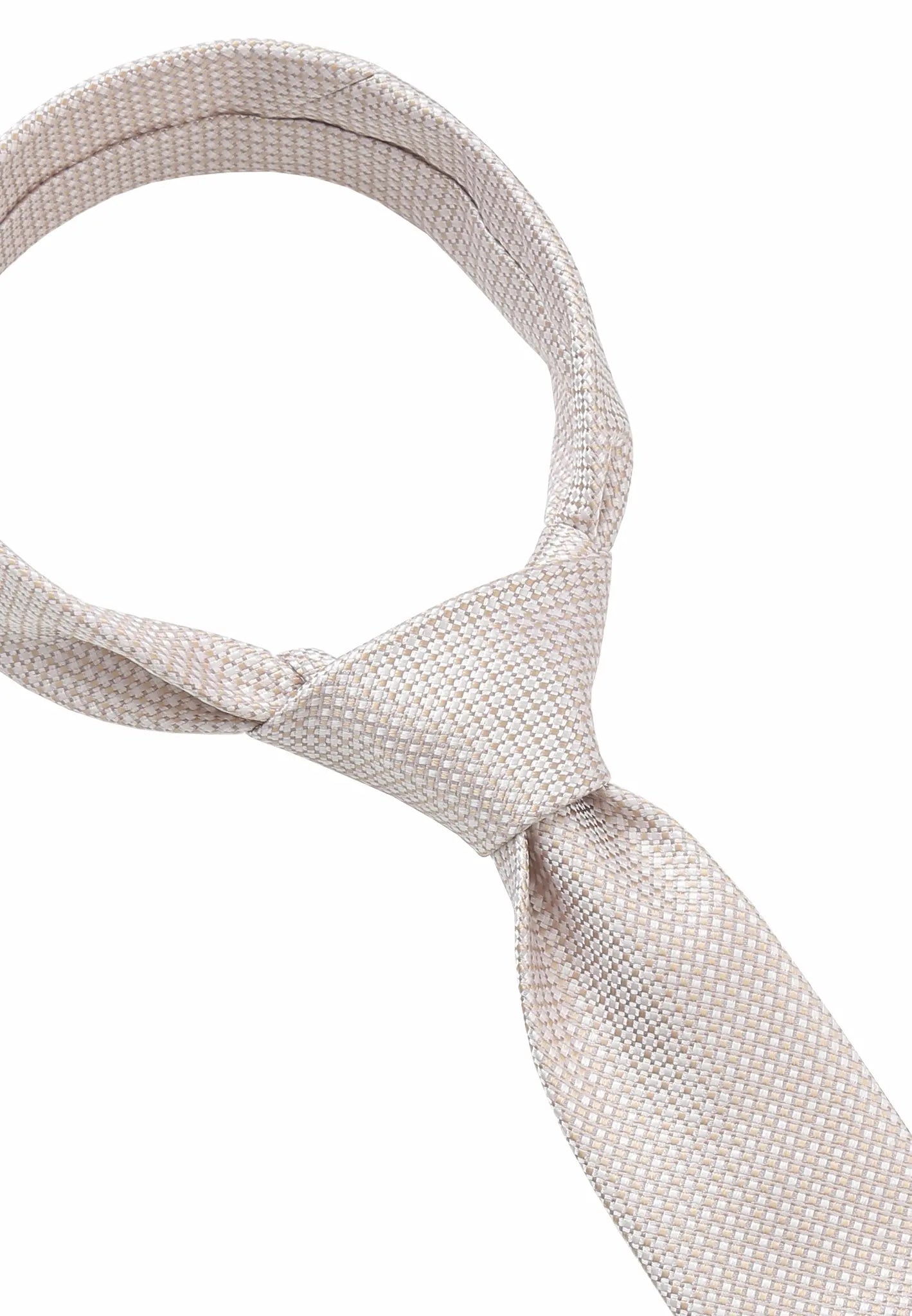 (Beige) Krawatte Mikromuster Seide – Knotendetail