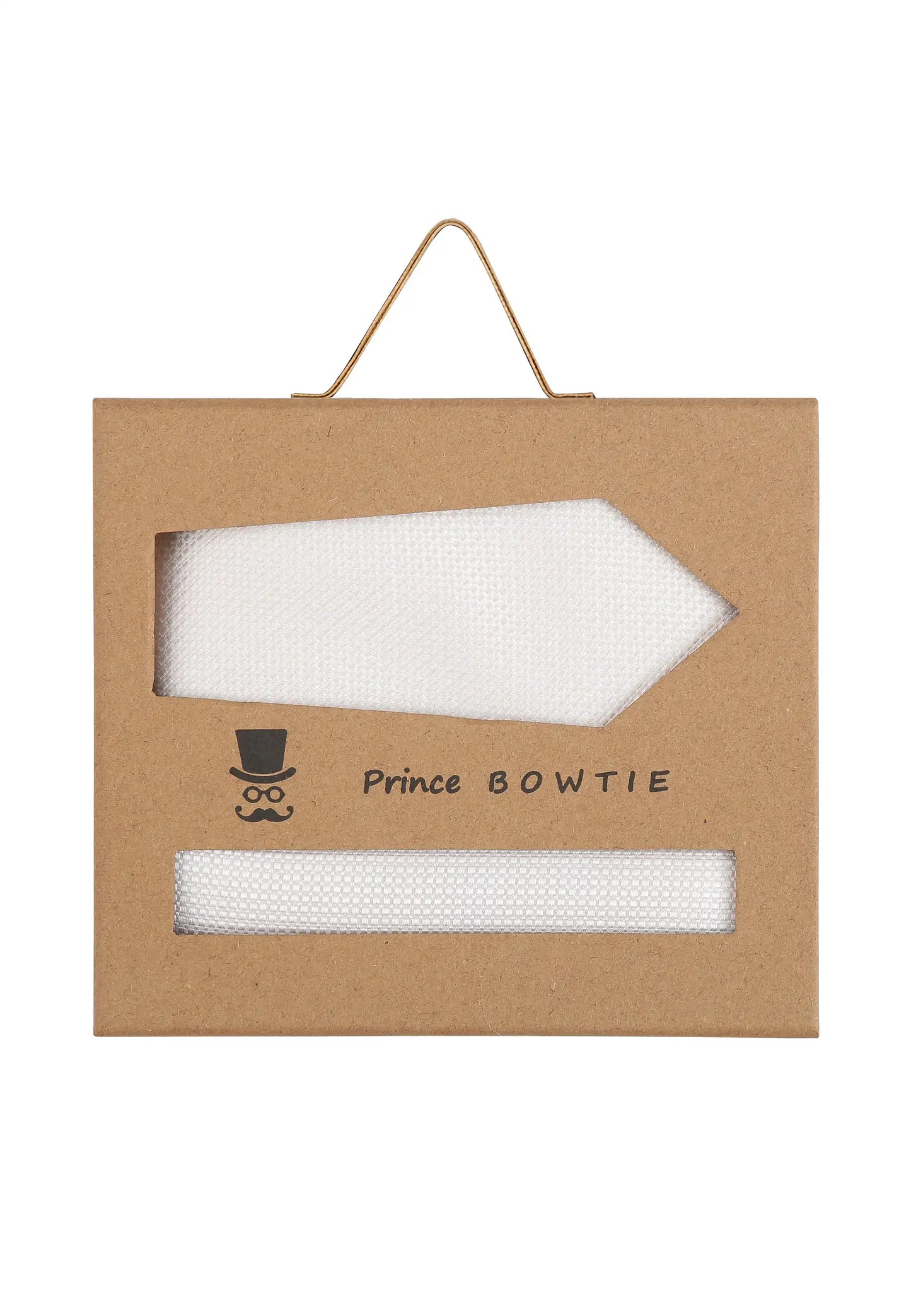 (Off-White) Krawatte Einstecktuch Set Herren Mikromuster Seide – Geschenkverpackung Prince Bowtie