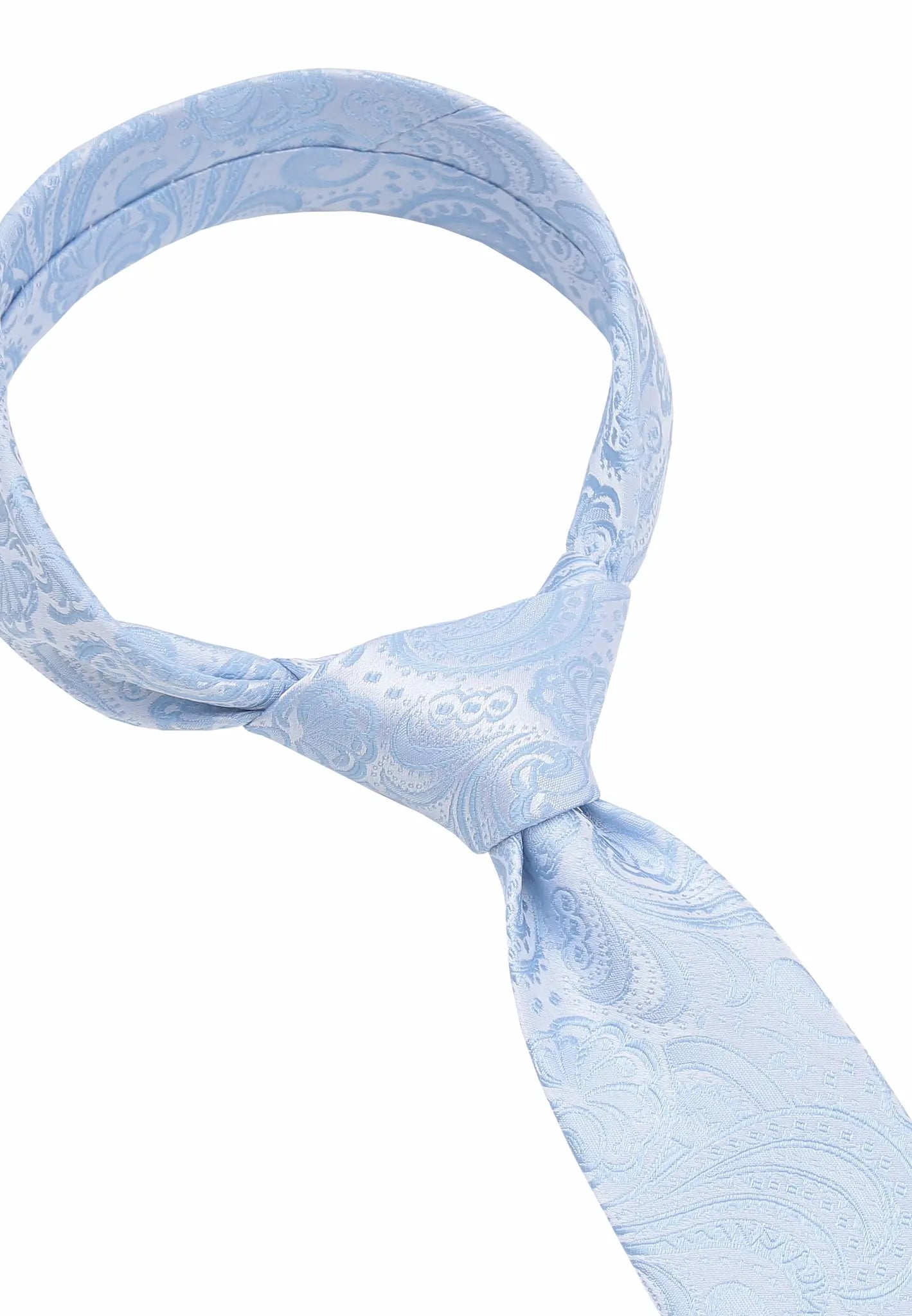 (Hellblau) Krawatte Paisley Seide – Knotendetail