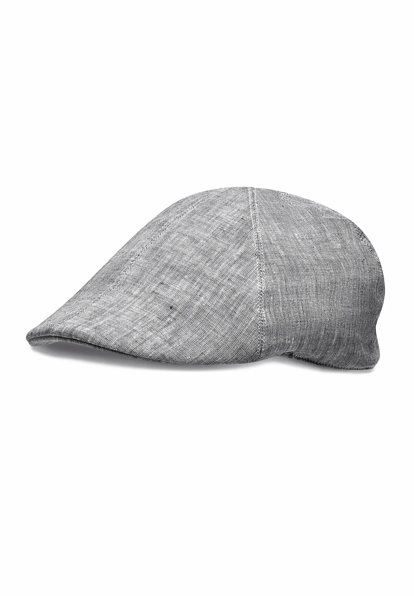 (Grau) Leinen-Schiebermütze Herren – Flat Cap Seitenansicht