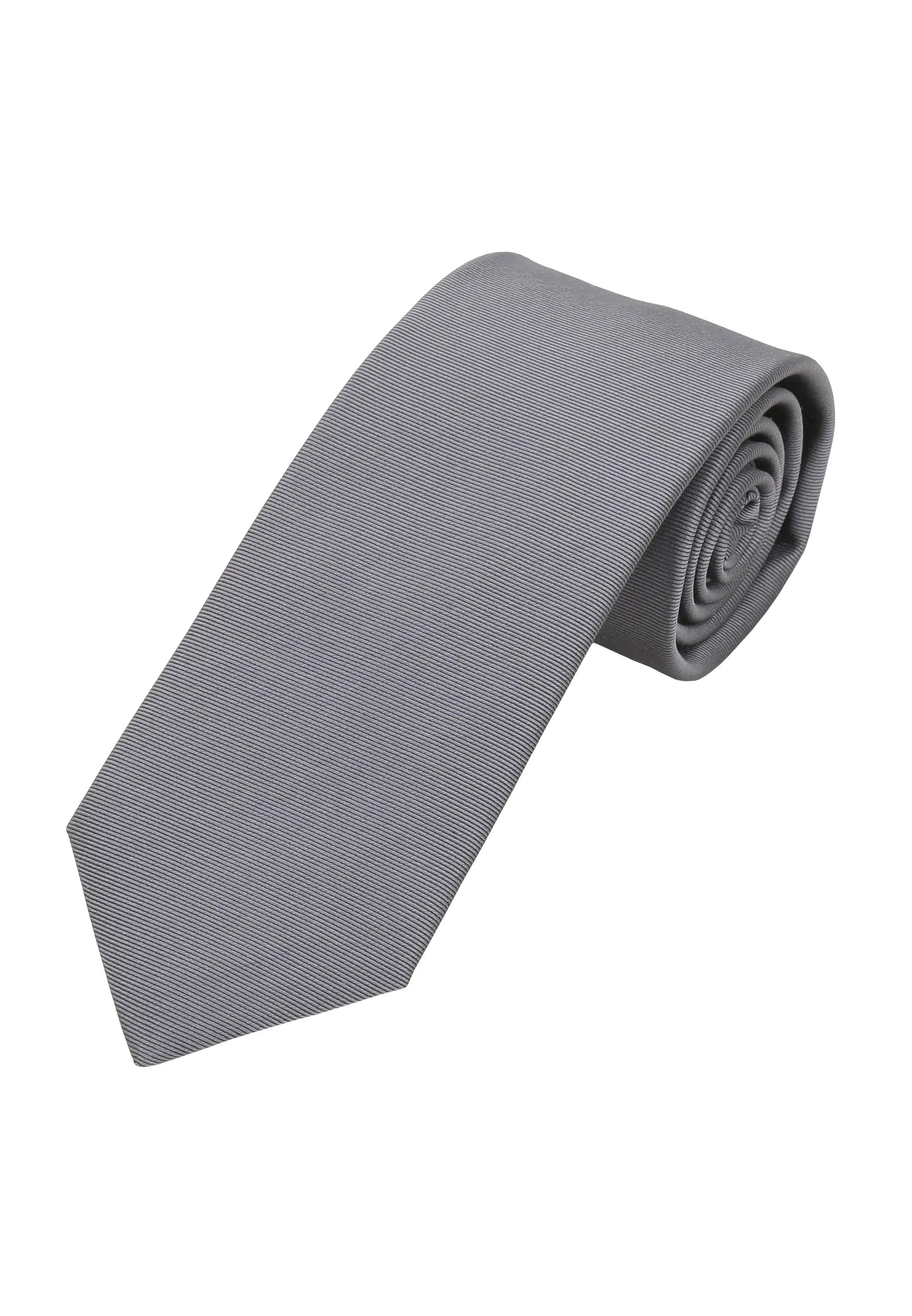 (Grau) Uni Krawatte 7cm–7.5cm gerollt Vorderansicht