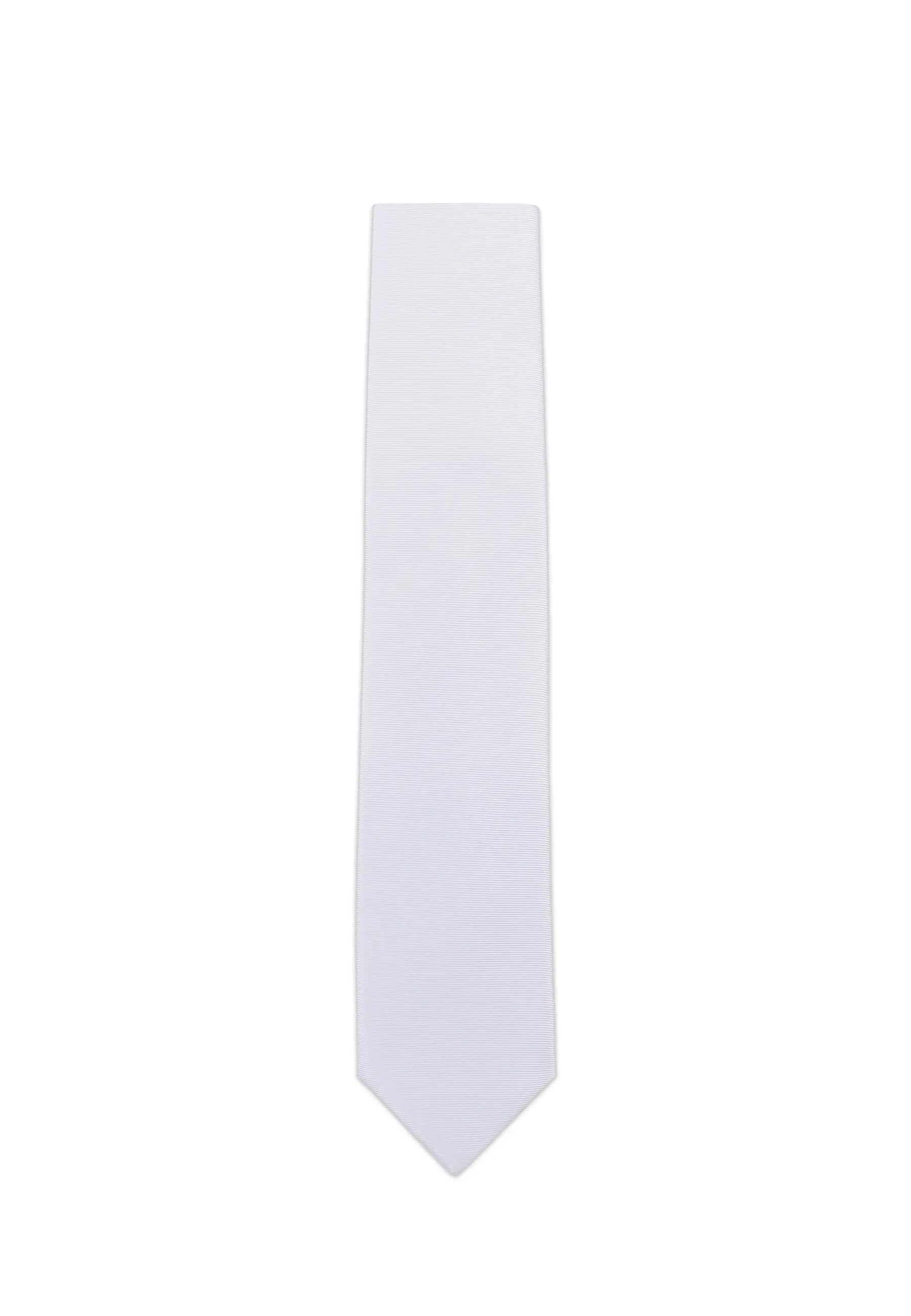(Weiß) Uni Krawatte 7cm–7.5cm flach Frontansicht
