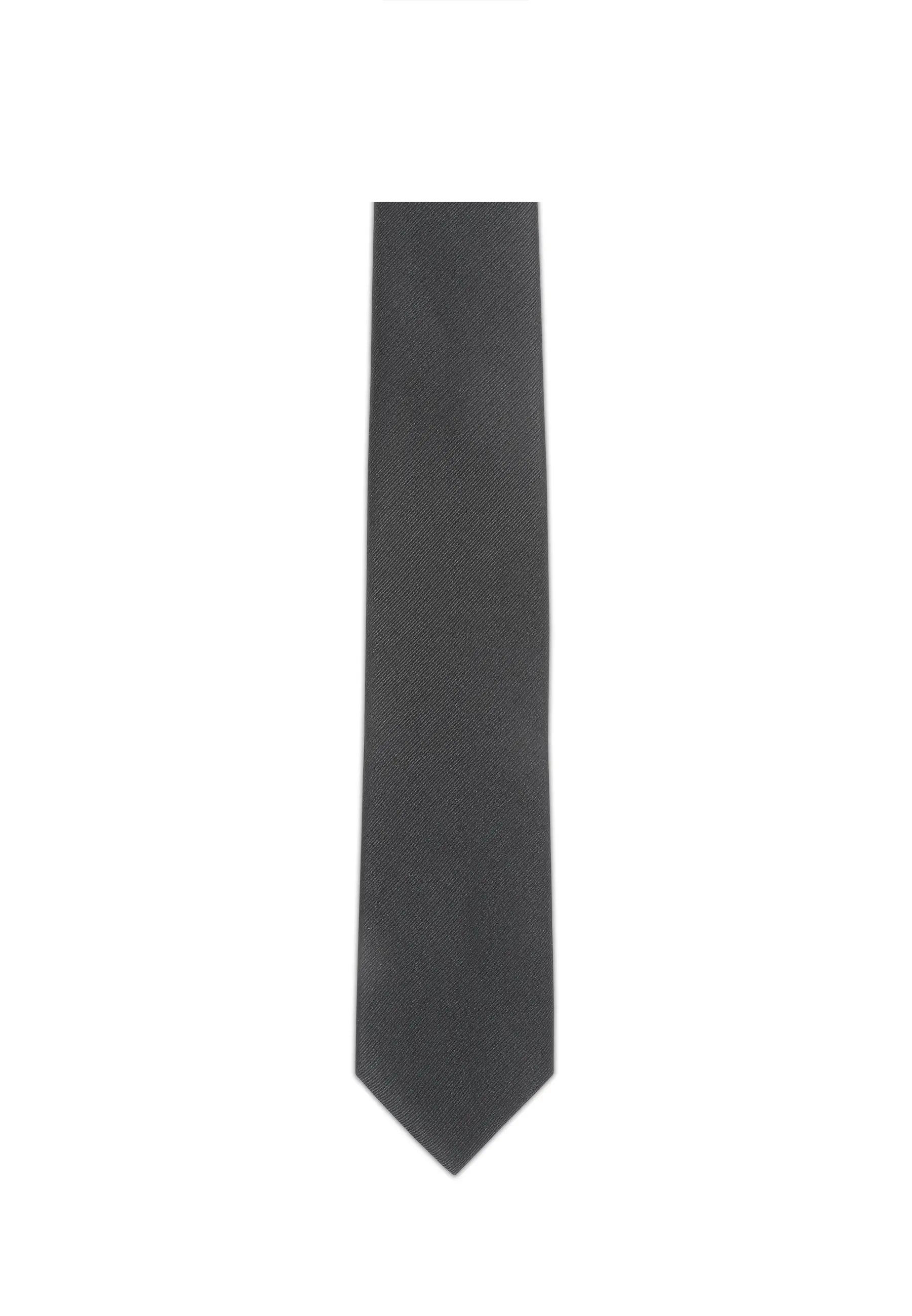 (Schwarz Diagonalstruktur) Schwarze Trauerkrawatte aus Seide, volle Länge, 7,5cm